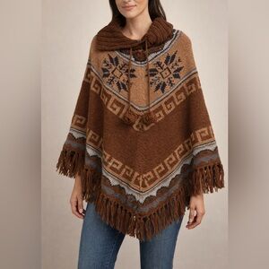Peruvian Trading Co Poncho with Fringe